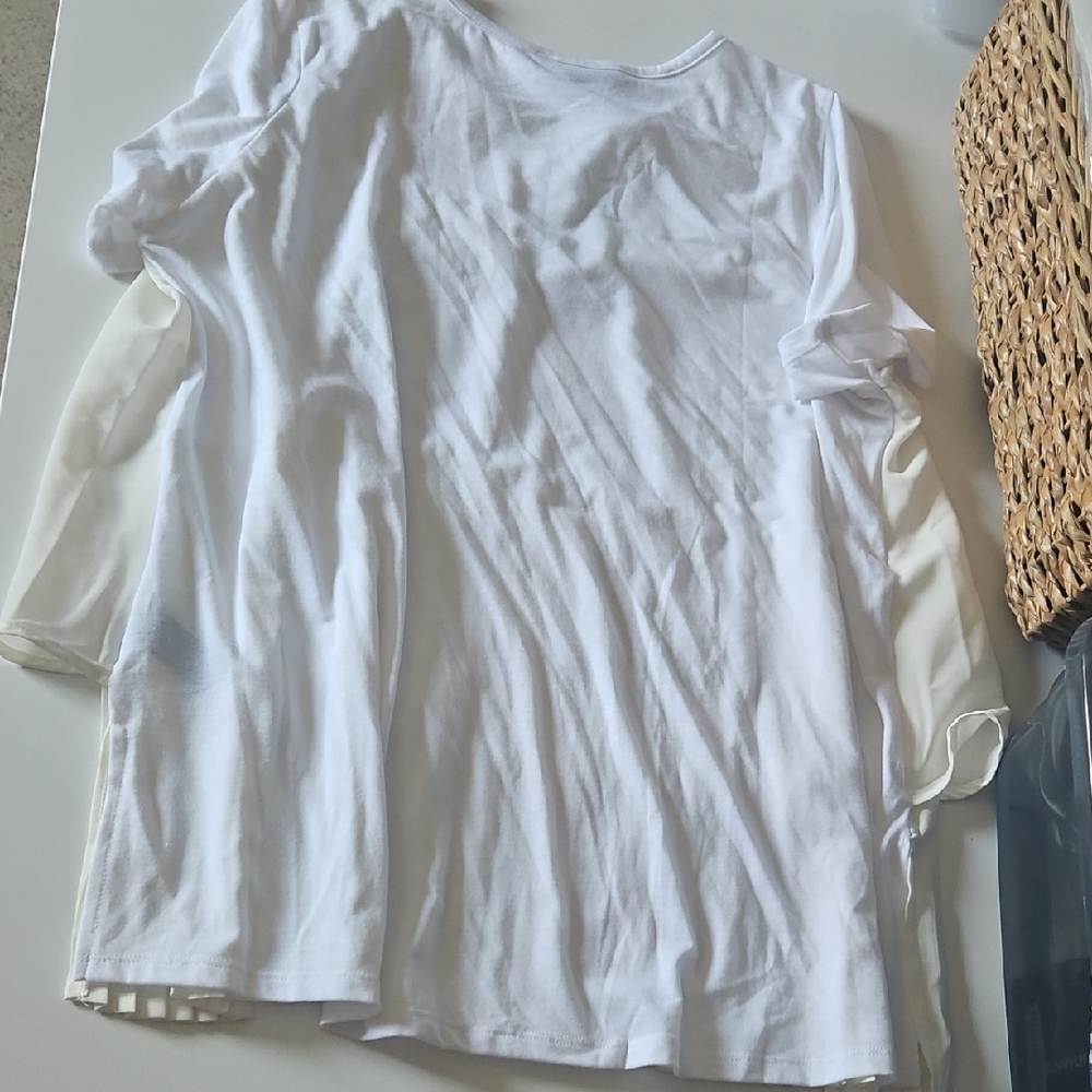 DG2 by Diane Gilman Cream Layered Blouse - Picture 5 of 5